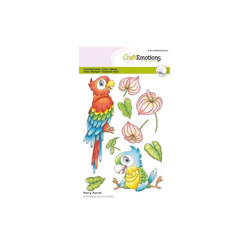 (2722)CraftEmotions clearstamps A6 Perry parrot Lian Qualm