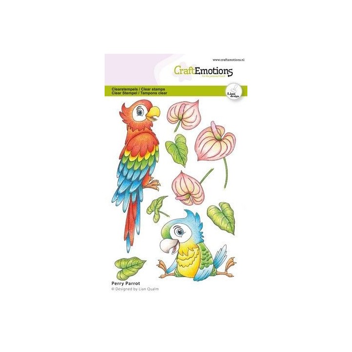(2722)CraftEmotions clearstamps A6 Perry parrot Lian Qualm