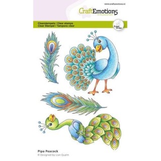 (2723)CraftEmotions clearstamps A6 Pipa peacock Lian Qualm