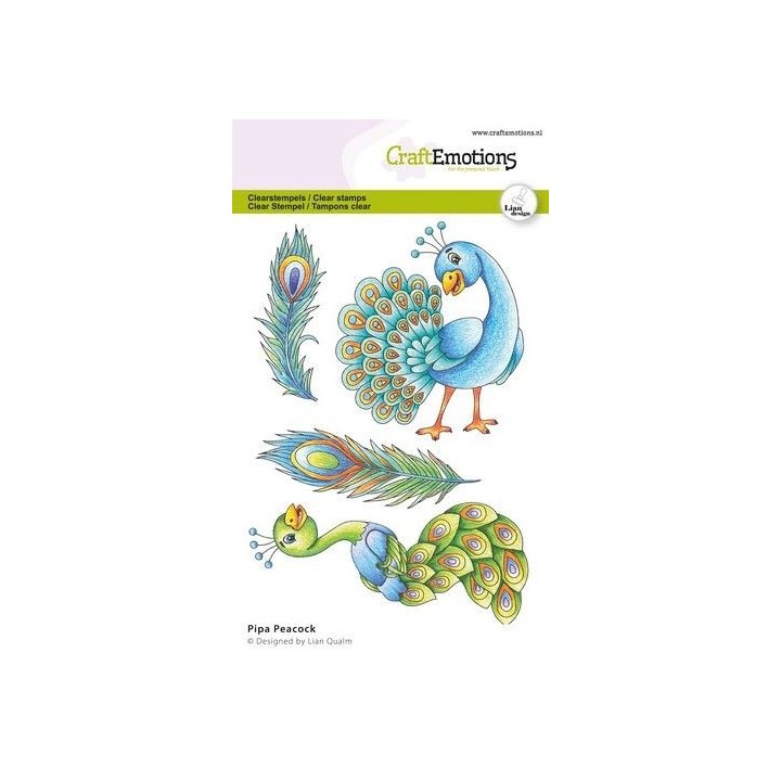 (2723)CraftEmotions clearstamps A6 Pipa peacock Lian Qualm