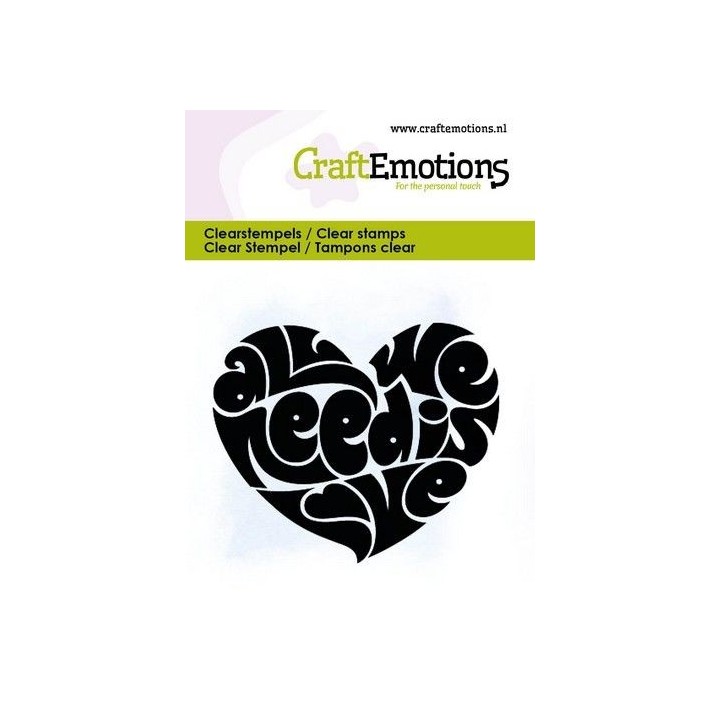 (5079)CraftEmotions clearstamps 6x7cm - Hart - All we need is love - EN