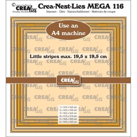 (CLNestMEGA116)Crealies Crea-Nest-Lies Mega dies no. 116, Squares with little stripes, half cm