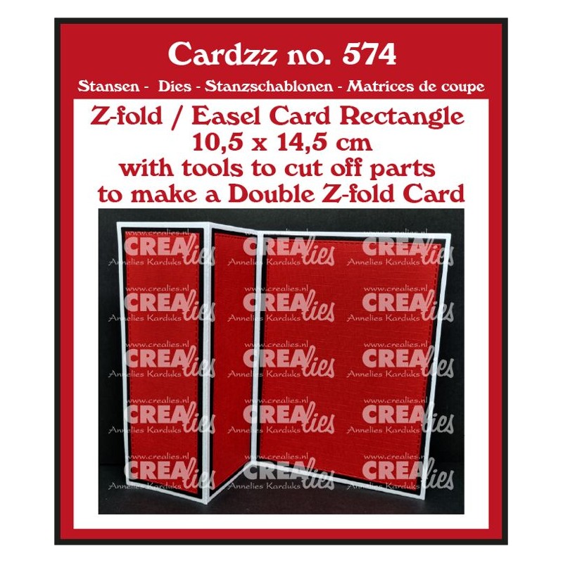 (CLCZ574)Crealies Cardzz (Double) Z-fold / Easel card rectangle (V) 14,5x10,5cm