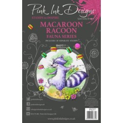 (PI257)Pink Ink Designs Macaroon Racoon A5 Clear Stamps