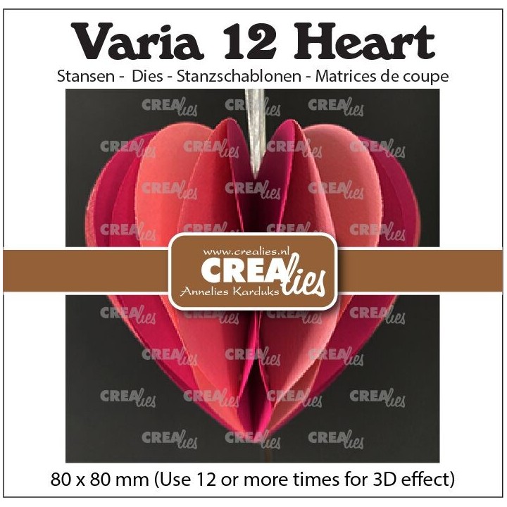 (CLVAR12)Crealies Varia 3D hart 80x80mm