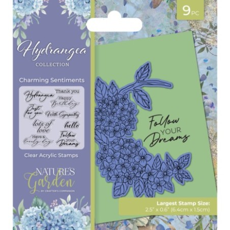 (NG-HY-CA-ST-CLH)Crafter's Companion Hydrangea Clear Stamp Charming Sentiments