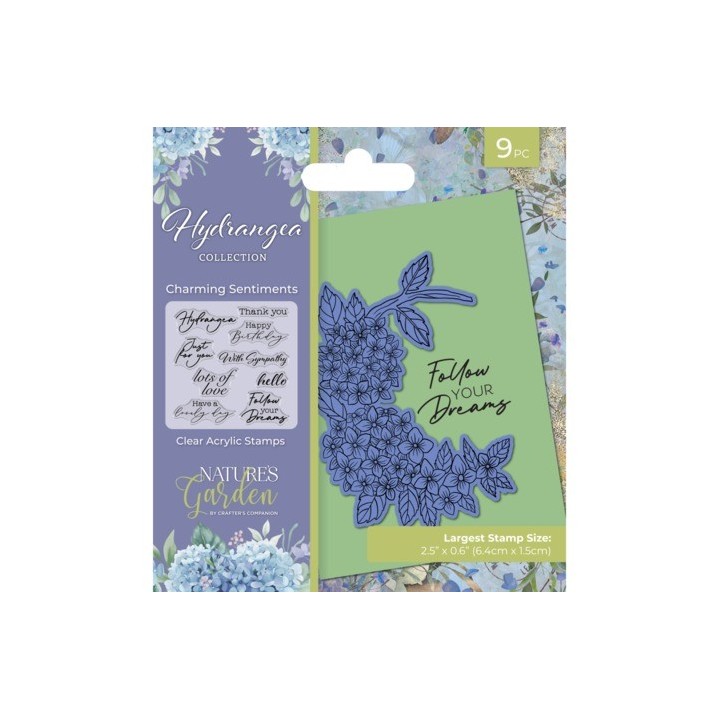 (NG-HY-CA-ST-CLH)Crafter's Companion Hydrangea Clear Stamp Charming Sentiments
