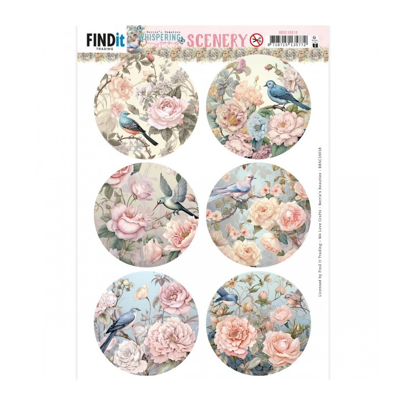 (BBSC10018)Push-Out Scenery - Berries Beauties - Whispering Spring - Birds Round