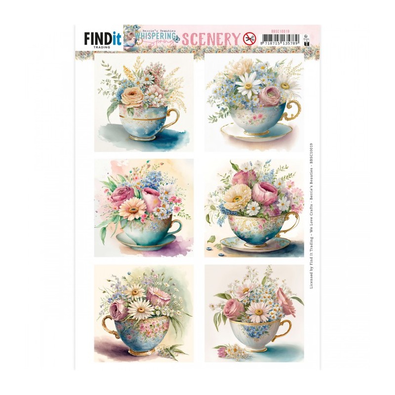 (BBSC10019)Push-Out Scenery - Berries Beauties - Whispering Spring - Tea Square