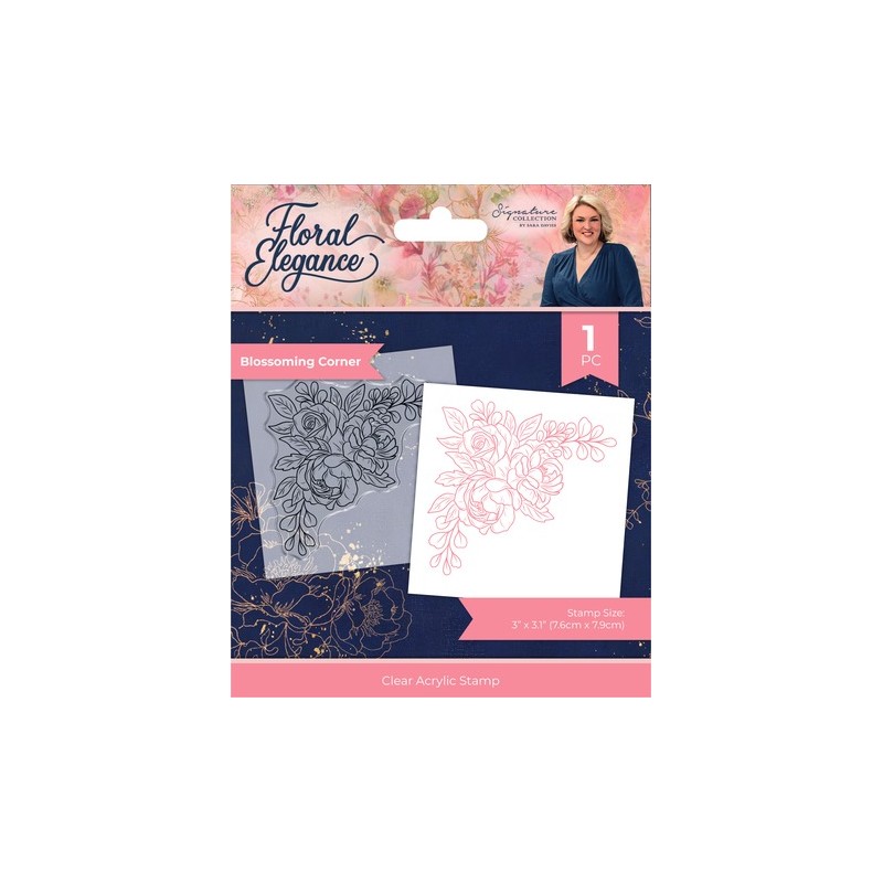 (S-FE-CA-ST-BLCO)Crafter's Companion Floral Elegance Clear Stamp Blossoming Corner