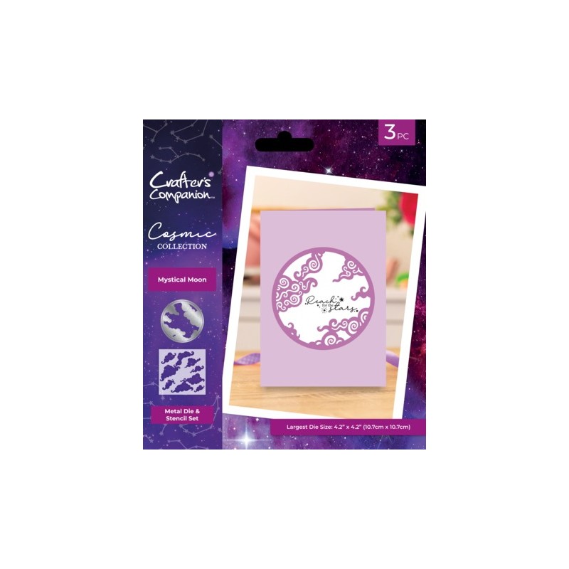 (COS-MD-CAD-STEN-MM)Crafter's Companion Cosmic Collection Create-a-Card Dies & Stencil Mystical Moon