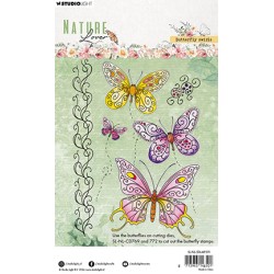 (SL-NL-STAMP591)Studio light SL Clear stamp Butterfly swirls Nature Lover nr.591