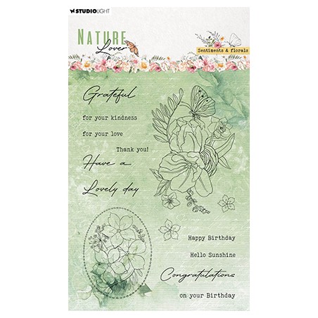 (SL-NL-STAMP593)Studio light SL Clear stamp  Sentiments and florals Nature Lover nr.593