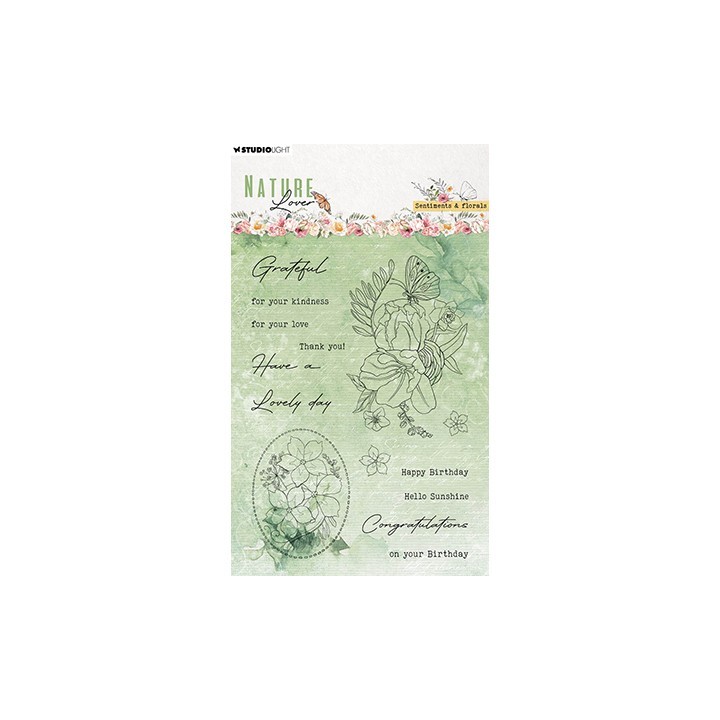 (SL-NL-STAMP593)Studio light SL Clear stamp  Sentiments and florals Nature Lover nr.593