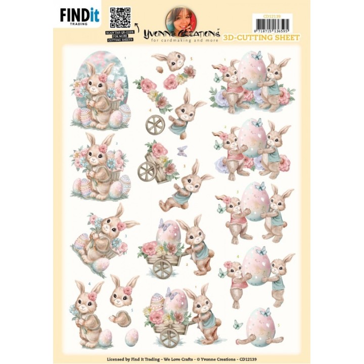 (CD12139)3D Cutting Sheet - Yvonne Creations - Easter Rabbit