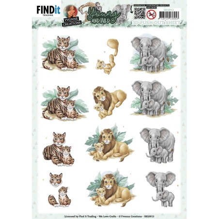 (SB10913)3D Push Out - Yvonne Creations - Young And Wild - Tiger