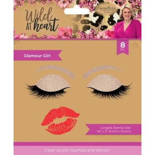 (SIG-WAH-STEN-CA-GG)Crafter's Companion Wild at Heart Stamp & Stencil Glamour Girl