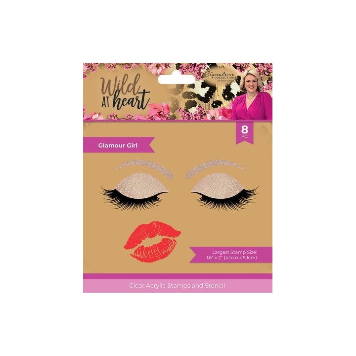 (SIG-WAH-STEN-CA-GG)Crafter's Companion Wild at Heart Stamp & Stencil Glamour Girl