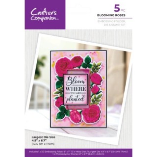 (GEM-3DEF5-MD-STP-BR)Crafter's Companion Embossed Frames 3D Embossing Folder, Die & Stamp Blooming Roses