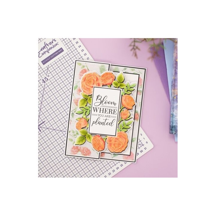 (GEM-3DEF5-MD-STP-BR)Crafter's Companion Embossed Frames 3D Embossing Folder, Die & Stamp Blooming Roses