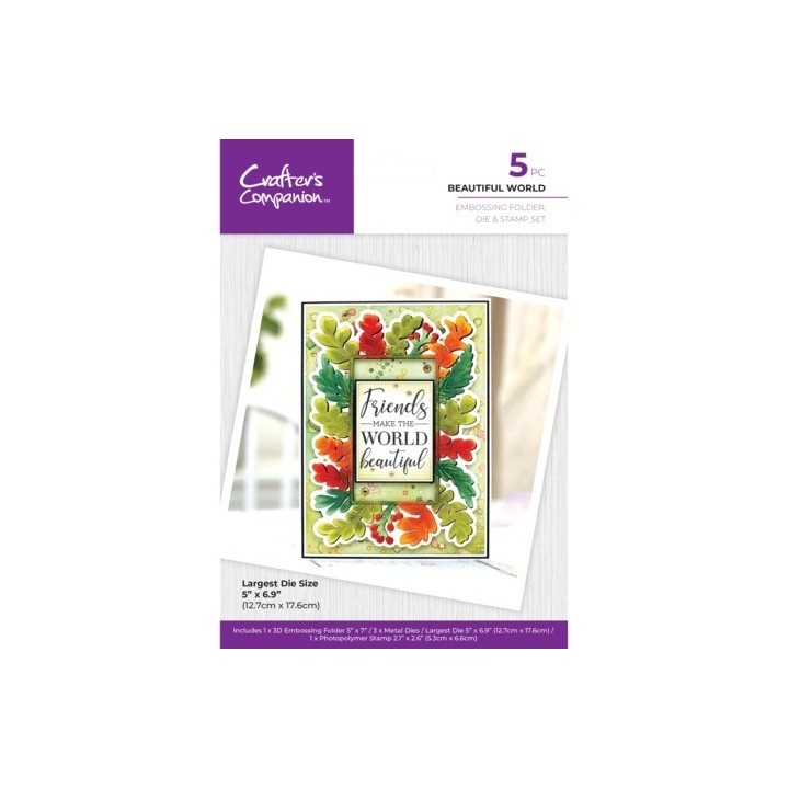 (GEM-3DEF5-MD-STP-BW)Crafter's Companion Embossed Frames 3D Embossing Folder, Die & Stamp Beautiful World