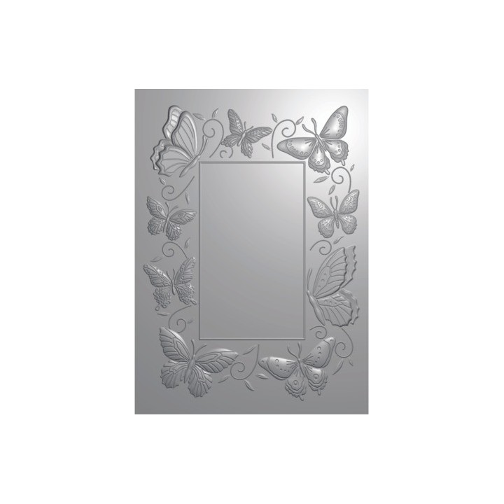 (GEM-3DEF5-MD-STP-HB)Crafter's Companion Embossed Frames 3D Embossing Folder, Die & Stamp Happy Butterflies