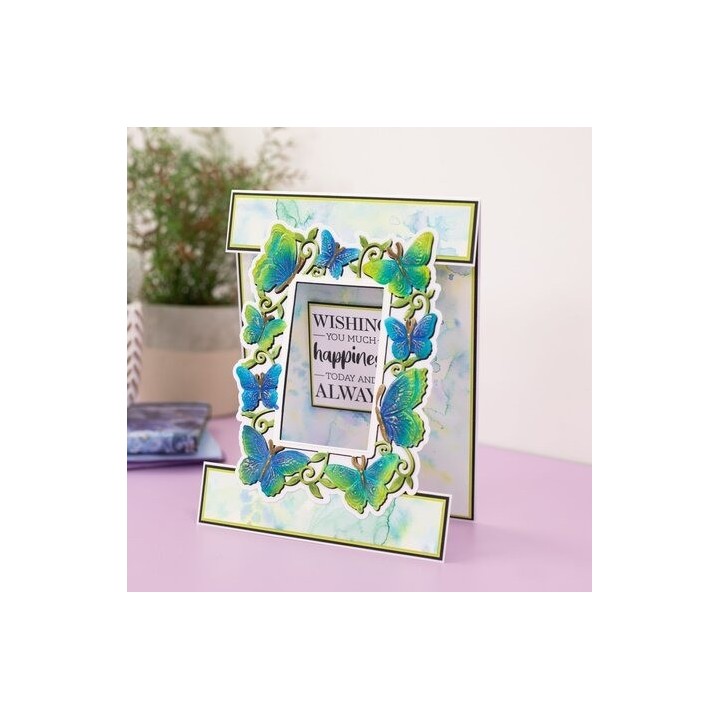 (GEM-3DEF5-MD-STP-HB)Crafter's Companion Embossed Frames 3D Embossing Folder, Die & Stamp Happy Butterflies