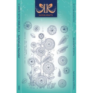 (KK0061)Katkin Krafts Dance With Dahlias A5 Clear Stamp Set