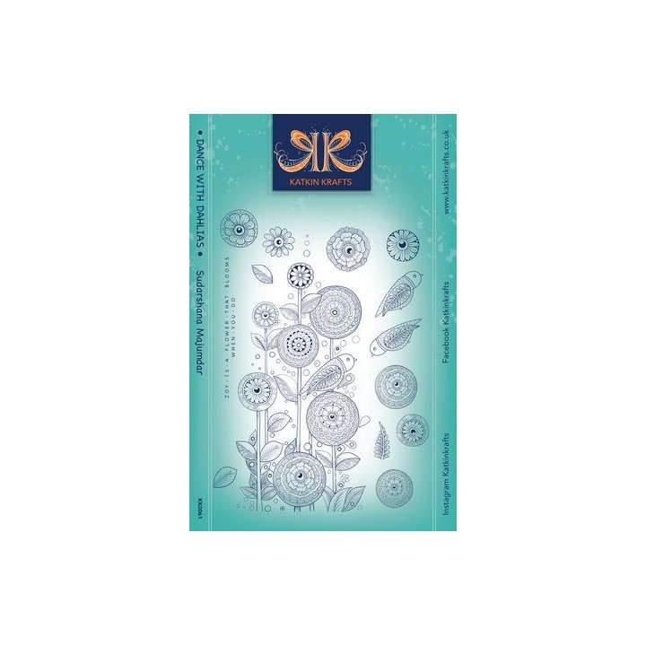 (KK0061)Katkin Krafts Dance With Dahlias A5 Clear Stamp Set