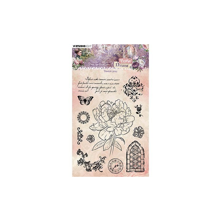 (JMA-VD-STAMP610)Studio Light Clear Stamp Timeless peony Victorian Dreams nr.610