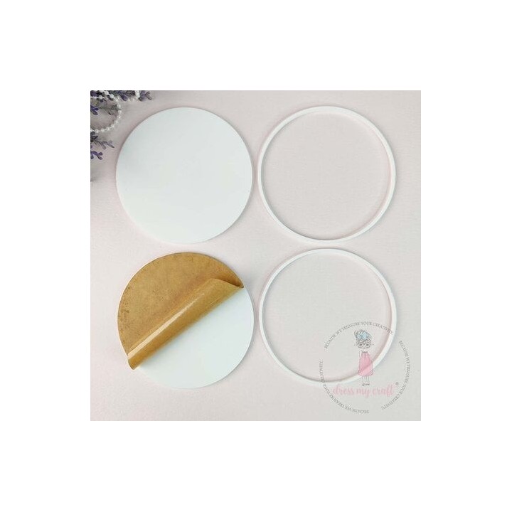 (DMCA6957)Dress My Craft Acrylic Round Coasters With Outer Ring (2x2pcs)