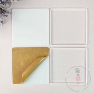 (DMCA6979)Dress My Craft Acrylic Curved Square Coasters With Outer Ring (2x2pcs)