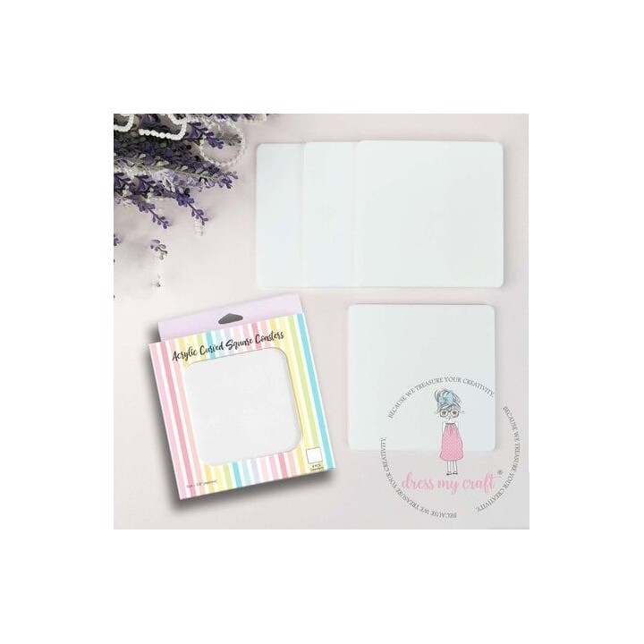 (DMCA6968)Dress My Craft Acrylic Curved Square Coasters (4pcs)