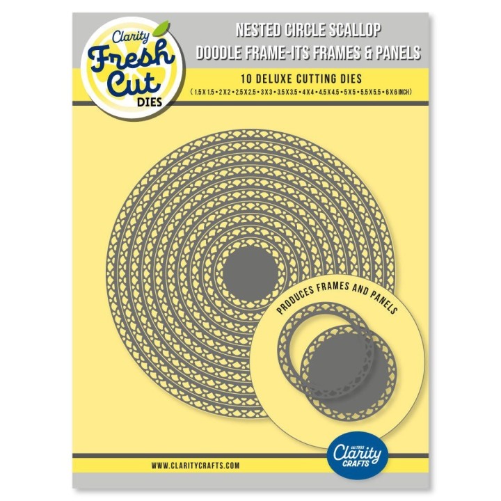 (ACC-DI-31469-XX)Clarity NESTED CIRCLE SCALLOP DOODLE FRAME-ITS FRAMES & PANELS DIE SET