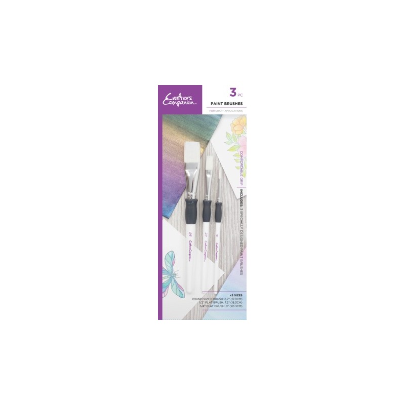 (CC-TOOL-PAINTBR3)Crafter's Companion Paint Brushes Comfortable Grip (3pcs)