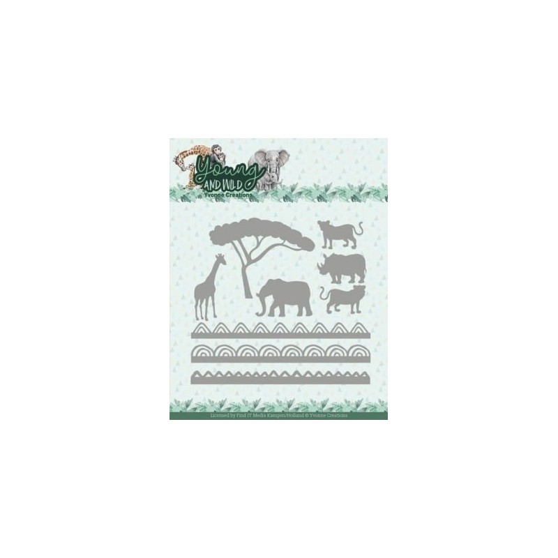 (YCD10345)Dies - Yvonne Creations - Young And Wild - Wildlife Borders