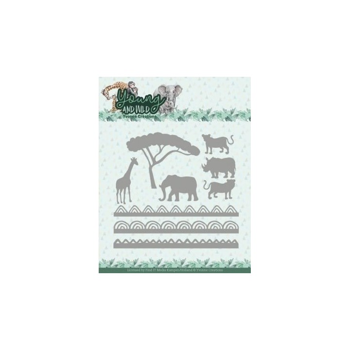 (YCD10345)Dies - Yvonne Creations - Young And Wild - Wildlife Borders