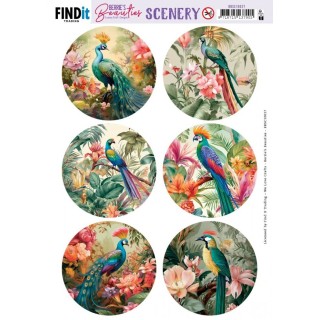 (BBSC10027)Scenery Push Out - Berries Beauties - Peacock - Round