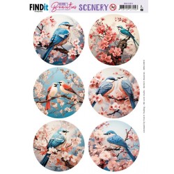 (BBSC10031)Scenery Push Out - Berries Beauties - Blue Bird - Round