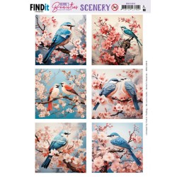 (BBSC10032)Scenery Push Out - Berries Beauties - Blue Bird - Square
