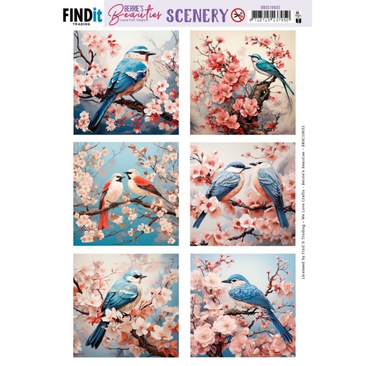 (BBSC10032)Scenery Push Out - Berries Beauties - Blue Bird - Square