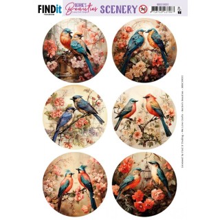 (BBSC10033)Scenery Push Out - Berries Beauties - Bird Couples - Round