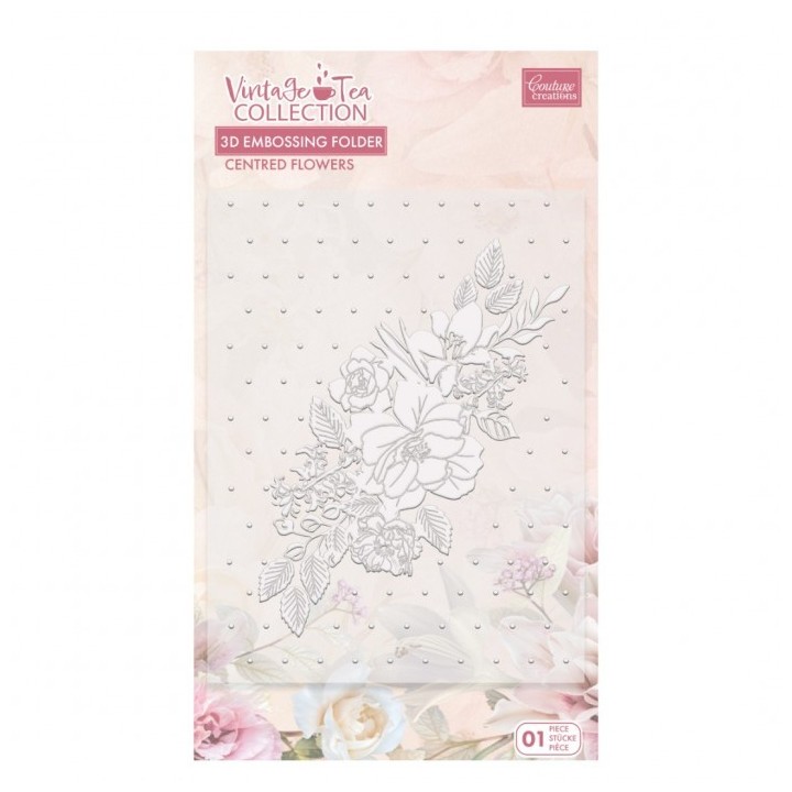 (CO729005)COUTURE CREATIONS Vintage Tea Collection - 3D Embossing Folder - Centred Flowers