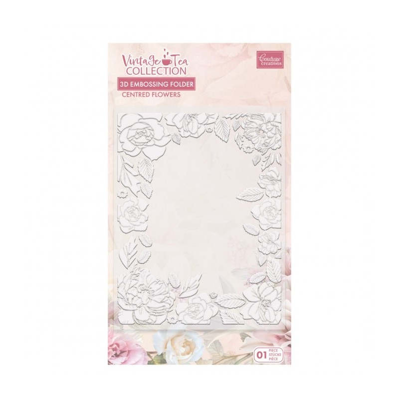 (CO729006)COUTURE CREATIONS Vintage Tea Collection - 3D Embossing Folder - Assorted Flowers