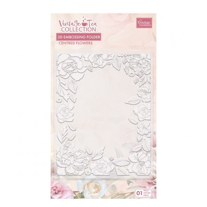 (CO729006)COUTURE CREATIONS Vintage Tea Collection - 3D Embossing Folder - Assorted Flowers