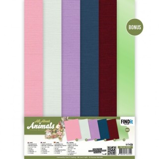 (PM-A4-10031)Linen Cardstock Pack - Precious Marieke - All About Animals - A4