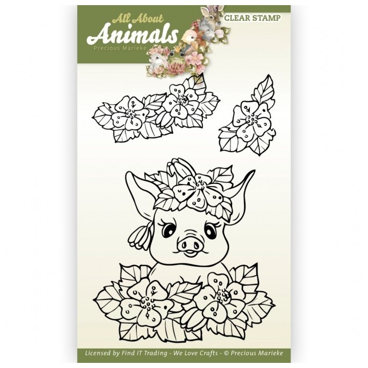 (PMCS10051)Clear Stamps - Precious Marieke - All About Animals - Pig