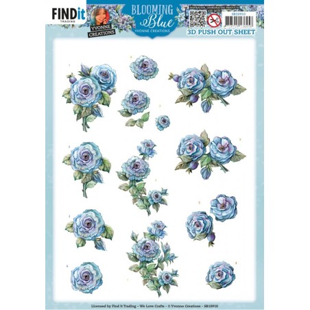 (SB10910)3D Push Out - Yvonne Creations - Blooming Blue - Rosehip