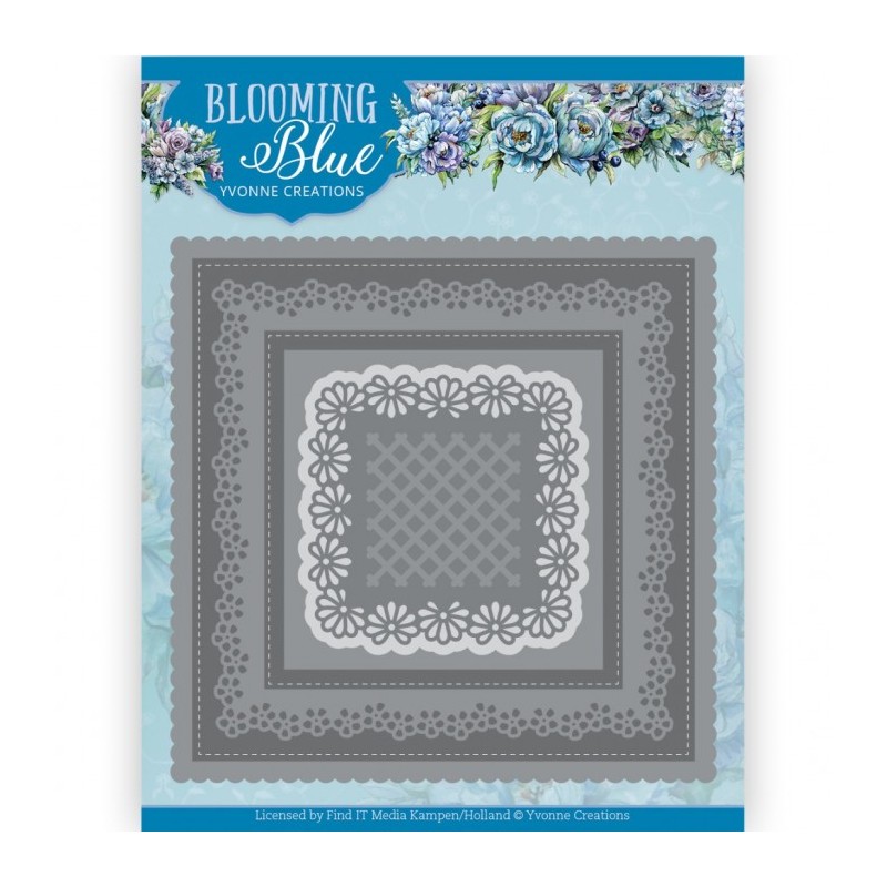 (YCD10347)Dies - Yvonne Creations - Blooming Blue - Blooming Square