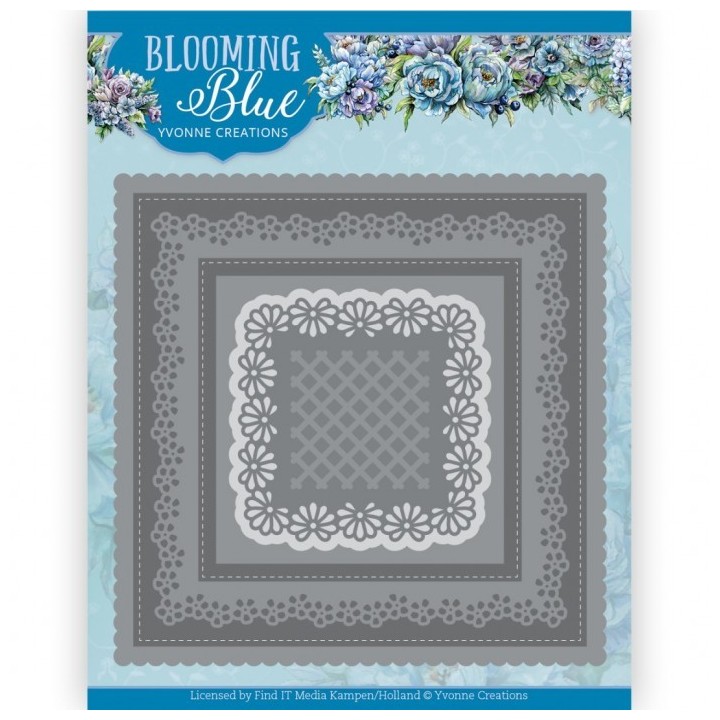 (YCD10347)Dies - Yvonne Creations - Blooming Blue - Blooming Square
